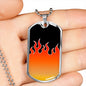 Jin T7 Flame Dog Tag - Red Flame