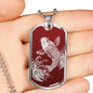 Koi Rising Dog Tag - Red Base