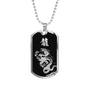 "龍" Dragon Kanji Dog Tag - Silver/Gold Silhouette