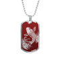 Koi Rising Dog Tag - Red Base