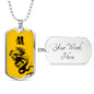 "龍" Dragon Kanji Dog Tag - Yellow/Black
