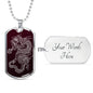 Dragon Ascended Dog Tag - Maroon Base