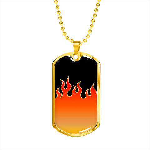 Jin T7 Flame Dog Tag - Red Flame
