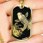 Koi Rising Dog Tag - Black Base