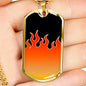 Jin T7 Flame Dog Tag - Red Flame