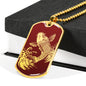 Koi Rising Dog Tag - Red Base