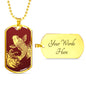 Koi Rising Dog Tag - Red Base