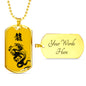 "龍" Dragon Kanji Dog Tag - Yellow/Black