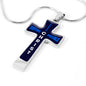 Everything Possible Through Christ Cross Pendant Necklace - Blue