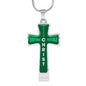 Everything Possible Through Christ Cross Pendant Necklace - Green
