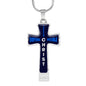 Everything Possible Through Christ Cross Pendant Necklace - Blue