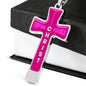 Everything Possible Through Christ Cross Pendant Necklace - Pink