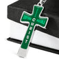 Everything Possible Through Christ Cross Pendant Necklace - Green