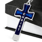 Everything Possible Through Christ Cross Pendant Necklace - Blue