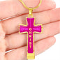 Everything Possible Through Christ Cross Pendant Necklace - Pink