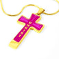 Everything Possible Through Christ Cross Pendant Necklace - Pink