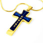 Everything Possible Through Christ Cross Pendant Necklace - Blue