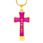 Everything Possible Through Christ Cross Pendant Necklace - Pink