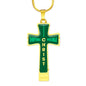 Everything Possible Through Christ Cross Pendant Necklace - Green