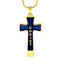Everything Possible Through Christ Cross Pendant Necklace - Blue