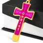 Everything Possible Through Christ Cross Pendant Necklace - Pink