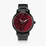 Stainless Steel Strap Automatic Watch [Mens] - Crimson BG_Black Roses