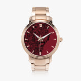 Stainless Steel Strap Automatic Watch [Mens] - Crimson BG_Black Roses