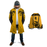 Dragon Kanji Hooded Coat with Bag