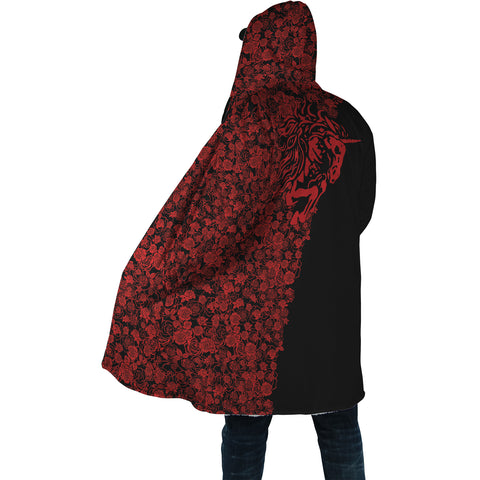Lee's Excellent Hooded Coat with Unicorn - Red Roses