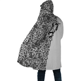 Lee's EXCELLENT Hooded Coat with Unicorn - White Base Black Roses [with bag]