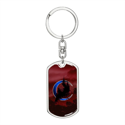 Crescent Moon dog tag keychain - Crimson [Blue Moon]