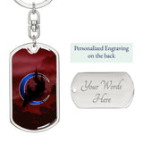 Crescent Moon dog tag keychain - Crimson [Blue Moon]
