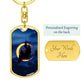 Crescent Moon dog tag keychain - Midnight [Crimson Stroke]