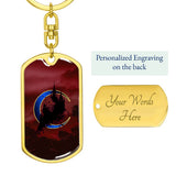 Crescent Moon dog tag keychain - Crimson [Blue Moon]