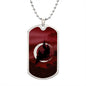 Crescent Moon dog tag necklace - Crimson [No Stroke]