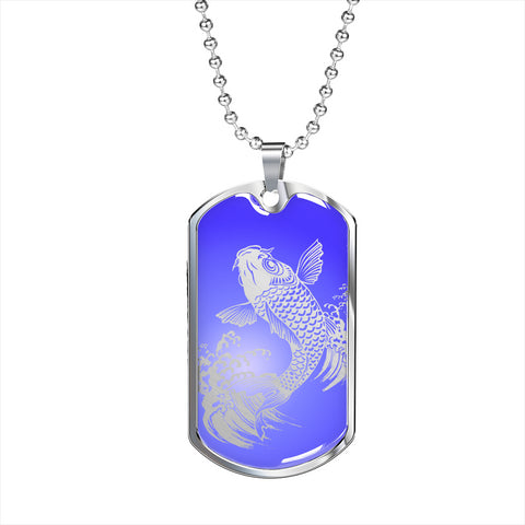 Koi Rising Dog Tag - Heat Blue Base