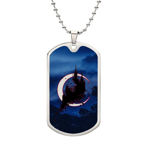 Crescent Moon dog tag necklace - Midnight [Crimson Stroke]