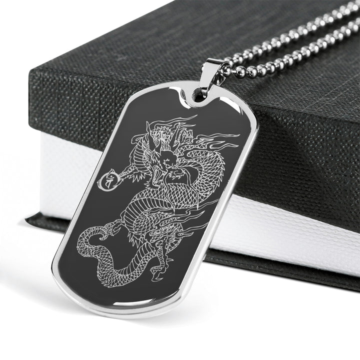 Dragon Ascended Dog Tag - Gray Base