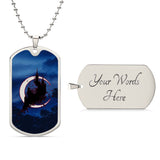 Crescent Moon dog tag necklace - Midnight [Crimson Stroke]