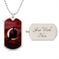 Crescent Moon dog tag necklace - Crimson [No Stroke]