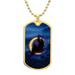 Crescent Moon dog tag necklace - Midnight [Crimson Stroke]
