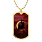 Crescent Moon dog tag necklace - Crimson [No Stroke]