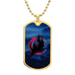 Crescent Moon dog tag necklace - Midnight [Crimson Moon]