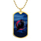 Crescent Moon dog tag necklace - Midnight [Crimson Moon]