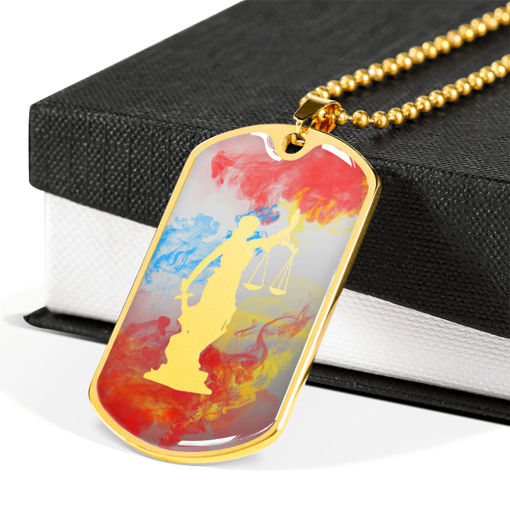 Lady justice cheap gold pendant