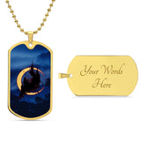 Crescent Moon dog tag necklace - Midnight [Crimson Stroke]
