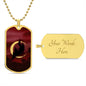 Crescent Moon dog tag necklace - Crimson [No Stroke]