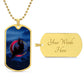 Crescent Moon dog tag necklace - Midnight [Crimson Moon]