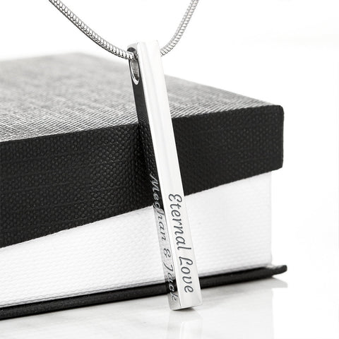 Personalised Vertical Bar Necklace (4 Sides Engraving)