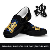 Tamashi - Soul Kanji (Black/Gold) Slip Ons - Womens